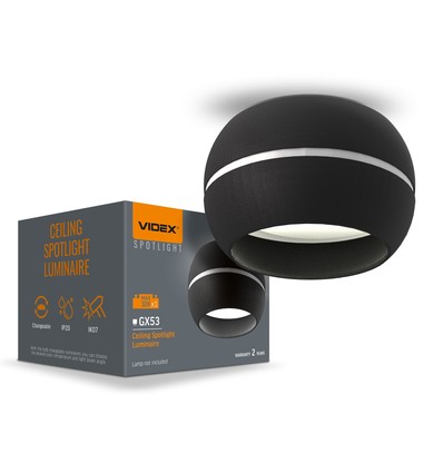 Spot encastrable GX53 - Noir, aluminium, IP20, 90x90mm, trou: Ø7,3-7,7 cm, sans source lumineuse