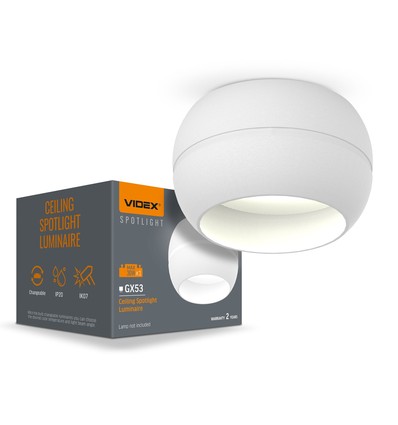 Spot de plafond GX53 - Blanc, 90x90x50mm, IP20 intérieur, aluminium, sans source lumineuse