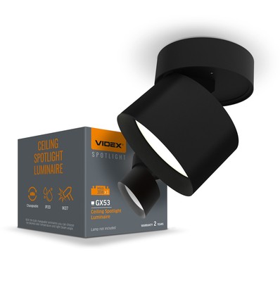 Vierkante GX53 plafondspot - Zwart, 80x80mm, IP20, zonder lichtbron