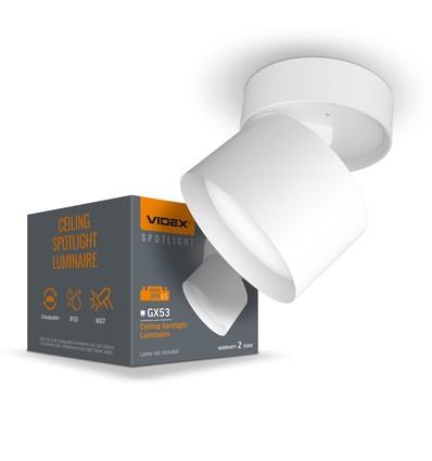Spot plafonnier GX53 - Blanc, aluminium, 80x80x82 mm, IP20 intérieur, sans source lumineuse