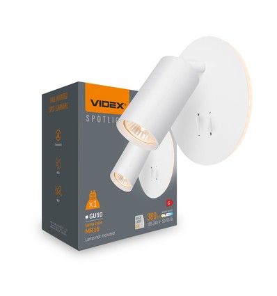 GU10 vegglampe med 5W LED backlight - Hvit, inkl. 2 brytere, uten GU10 lyskilde