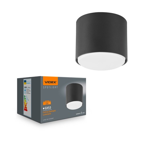 Spot plafonnier GX53 - Noir, 8x8x6cm, sans source lumineuse, IP20 intérieur