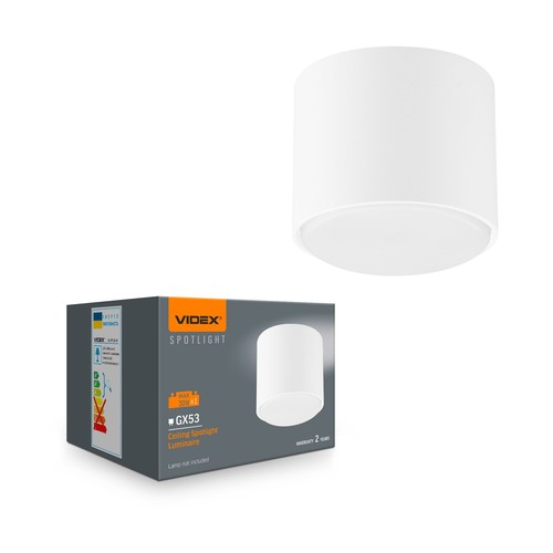 Spot plafonnier GX53 - Blanc, rond, aluminium, IP20 intérieur, sans source lumineuse