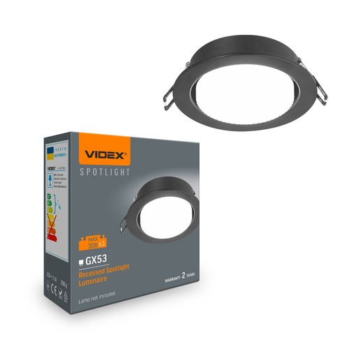 Spot encastrable GX53 - noir, rond, sans source lumineuse