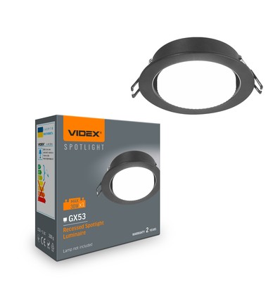 GX53 inbouwspot - Zwart, aluminium, vierkant, IP20, zonder lichtbron