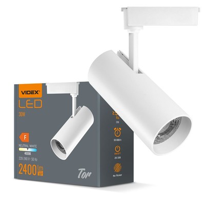 30W 1-faset RA90 Tor skinnespot - Hvit, 1F2W