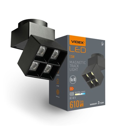 Lumière LED - pour système de rail magnétique mince, noir, luminosité : 610, consommation : 7,5