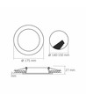 12W svart LED infälld panel - 1350lm, 4000K, Hål: Ø15 cm, 120 grader beam angle
