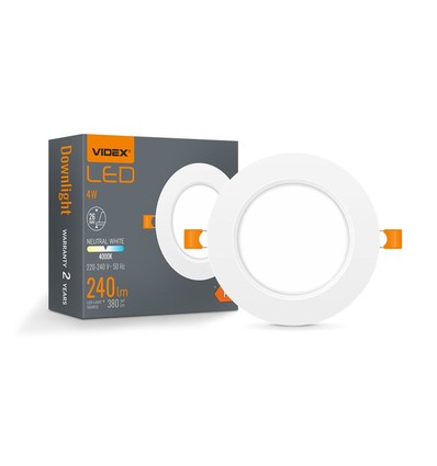 4W Ø10cm LED infällt panel - 4000K, integrerad driver, vit kant