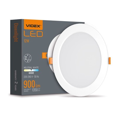 12W LED infälld panel - 1350lm, 4000K, 120 grader, ramlös design, justerbar montering