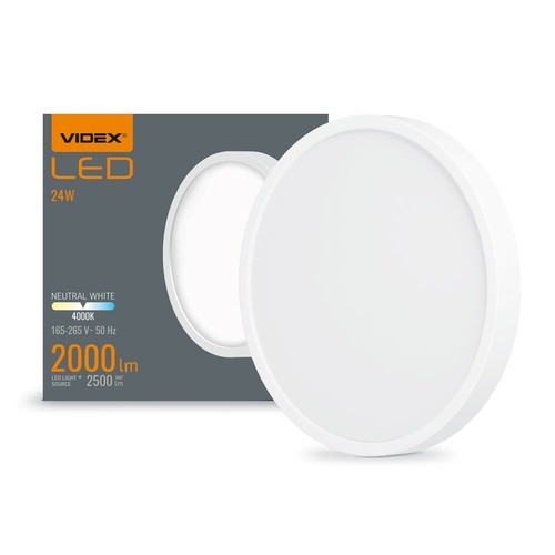 20W Ø26,4cm LED plafondlamp - 2000lm, 4000K, witte rand, 170 graden, IP20 binnen
