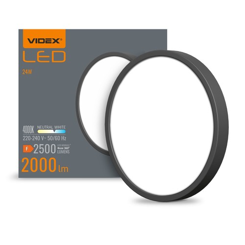 24W LED plafondlamp, zwart - 2000lm, 4000K, IP20, 26,4 x 26,4 cm, incl. lichtbron