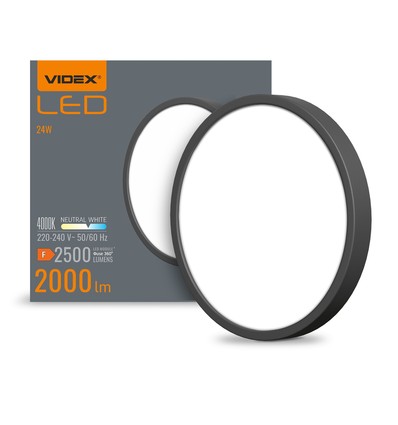 24W LED taklampa, svart - 2000lm, 4000K, IP20, 26,4 x 26,4 cm, inkl. ljuskälla