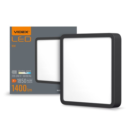 15W LED opbouwpaneel, 19,2x19,2cm - 1400lm, 4000K, zwarte rand, IP20 binnen