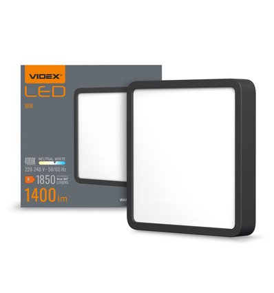 15W LED opbouwpaneel, 19,2x19,2cm - 1400lm, 4000K, zwarte rand, IP20 binnen