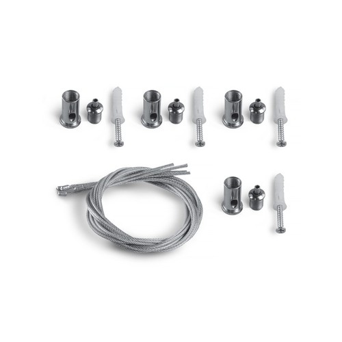 Ophængssæt til LED panel - 60 cm wire, sølv stål, komplet sæt