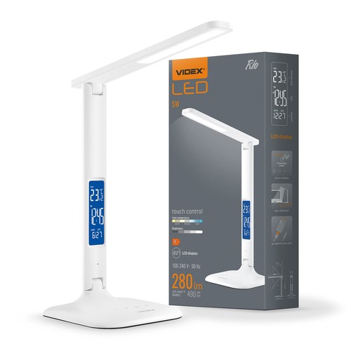 7W LED skrivebordslampe dæmpbar - Justerbar CCT, 5 lysstyrker, hvid, flicker free, inkl. adapter