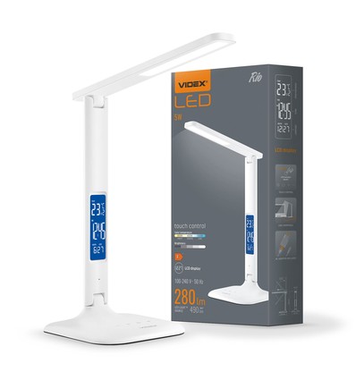 Lampe de bureau LED 7W dimmable - CCT réglable, 5 niveaux de luminosité, blanc, flicker free, adaptateur inclus