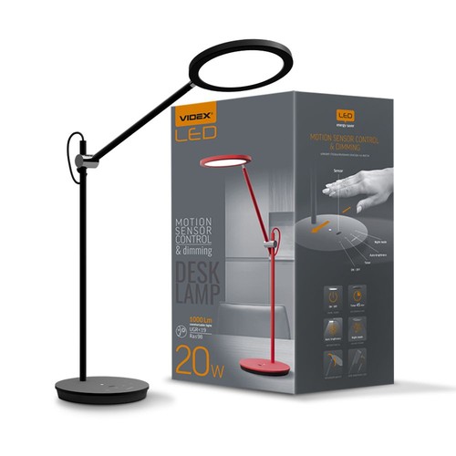 20W LED skrivebordslampe, sort - Dæmpbar, 1450lm, 4100K, UGR19, timer, touch sensor