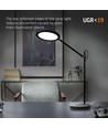 Lampe de bureau LED 20W, noir - Dimmable, 1450lm, 4100K, UGR19, timer, capteur tactile