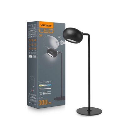 Lampe de table LED 3W, noir - Rechargeable, dimmable, CCT, USB-C, jusqu'à 15 heures de batterie