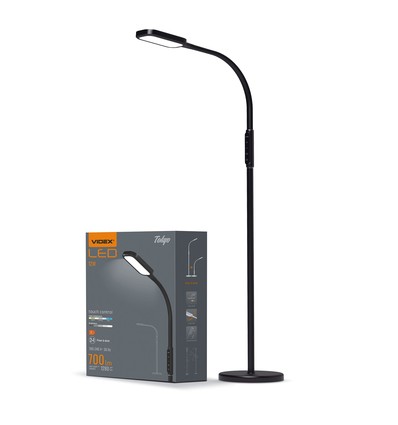 12W Tokyo LED gulvlampe, dimbar - 1280lm, sort, touch-kontroll, justerbar CCT, flicker free