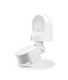 Détecteur de mouvement PIR infrarouge, blanc - Angle 180°, 1200W, IP44 extérieur, durée et luminosité réglables