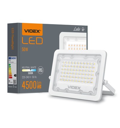 50W LED-strålkastare - 4500lm, IP65, utomhus, vit/grå