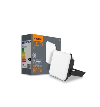 20W LED lyskaster - 1900lm, IP65, sort, utendørs, 5000K