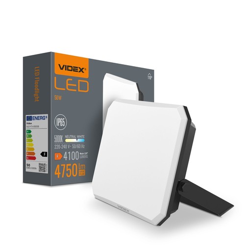 50W LED lyskaster - 4100lm, IP65, sort, utendørs, 5000K nøytral hvit