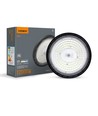High Bay LED 100W, 120lm/W - 90 degrés, IP65, 5000K, noir, avec suspension par chaîne