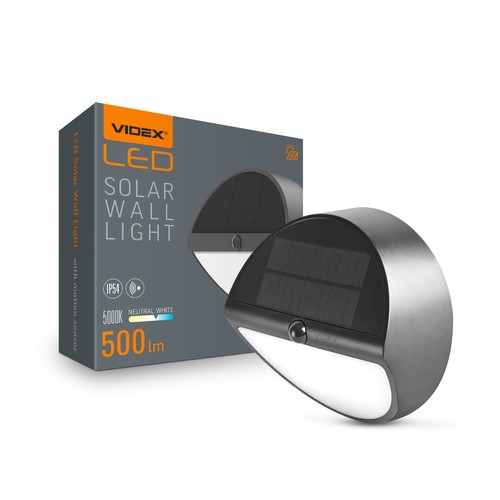 LEDlife 500lm solar wandlamp met sensor - IP54, 5000K, zwart, 220x220mm, bewegingssensor