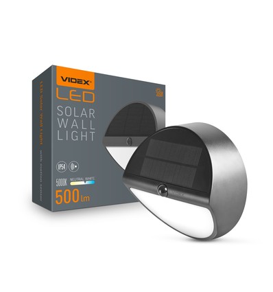 LEDlife 500lm solar wandlamp met sensor - IP54, 5000K, zwart, 220x220mm, bewegingssensor