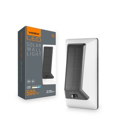 Applique murale LED Solara 500lm avec détecteur - IP54, 5000K, noir, solaire, extérieur