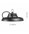 Suspension LED High Bay 150W, 166lm/W - 5000K, IP65, Noir