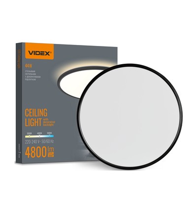 44W LED taklampe med backlight - Ø50cm, IP54, sort, 3-CCT, 109lm/W, inkl. lyskilde