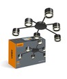 Plafonnier GX53 pour 6 ampoules - Noir, IP20, fer, 180W, intérieur, sans source lumineuse