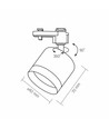 1-faset GX53 skinnespot - Hvid ring, uden lyskilde, 1F2W, Sort