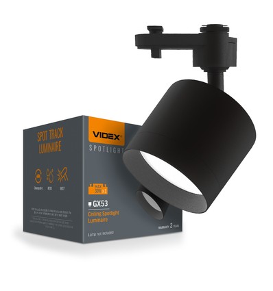 Spot sur rail monophasé GX53 - Noir, sans source lumineuse, 1F2W