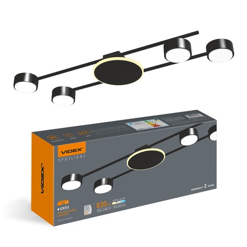 Spot de plafond 4x30W GX53 - 230V, 830lm, éclairage de fond 9W