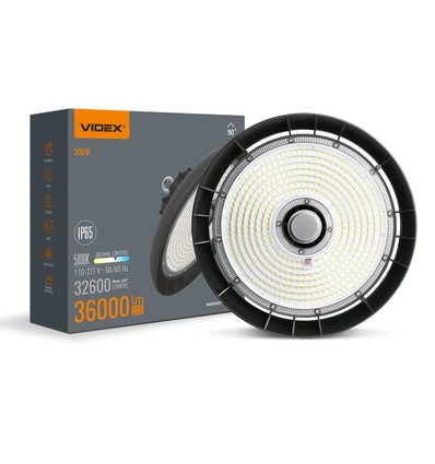 200W LED high bay, 180lm/W - 5000K, IP65, 90 graden, zwarte behuizing