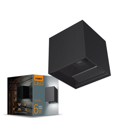 Applique murale carrée 6W avec éclairage haut/bas - IP54, noir, 2700K, angle de diffusion réglable, source lumineuse incluse