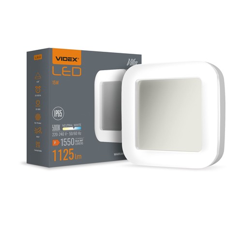 15W Vika LED bulkhead - IP65, 5000K, 190x190mm, hvid, væg/loftlampe
