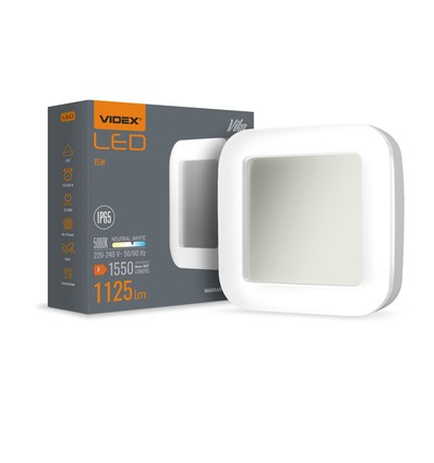15W Vika LED bulkhead - IP65, 5000K, 190x190mm, hvit, vegg/taklampe