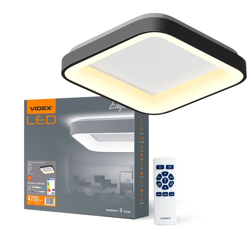 72W dimbare LED plafondlamp - 45x45cm, 2700-6000K, zwarte rand, incl. afstandsbediening, IP20 binnen