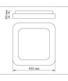 72W dæmpbar LED loftslampe - 45x45cm, 2700-6000K, sort kant, inkl. fjernbetjening, IP20 indendørs