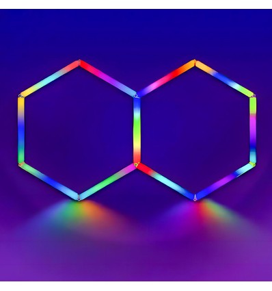37W Hexagon RGBIC 2 felter komplet sæt - Inkl. bluetooth controller og strømforsyning