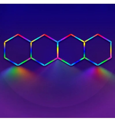 Lot de 4 Hexagon RGBIC kit complet 70W - Avec contrôleur bluetooth et alimentation