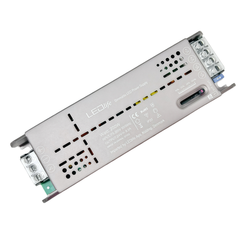 200W / 24V DC skyde-dæmpbar strømforsyning - 8.3A