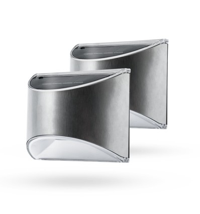 Lot de 2 appliques murales solaires LED - Argent, Bel effet mural, extérieur